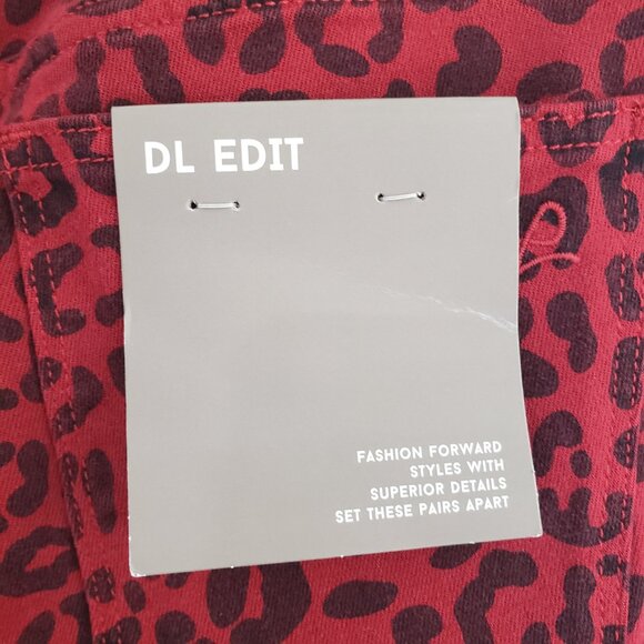 DL1961 Florence Ankle Jeans Size 27 Red Animal Print Stretch Waist Skinny Jeans - Picture 8 of 10